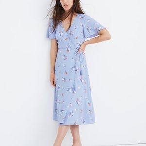 Button wrap midi dress in aloha print (madewell)